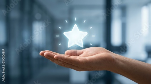 Successful redemption of loyalty points and rewards symbolized by a glowing star above a person's hand.