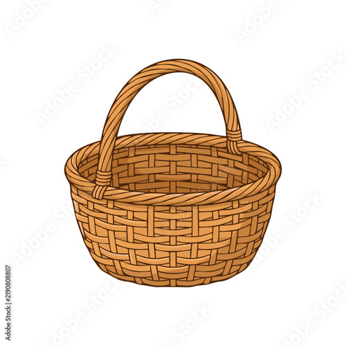 empty wicker basket isolated on white