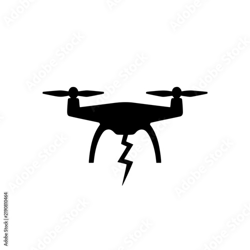 Black drone icon with lightning bolt symbol below