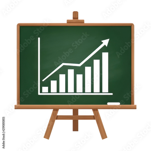 Growth chart on chalkboard with upward trend