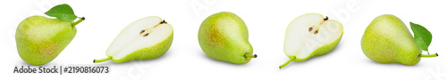 Fotografie Isolated green pear on white background