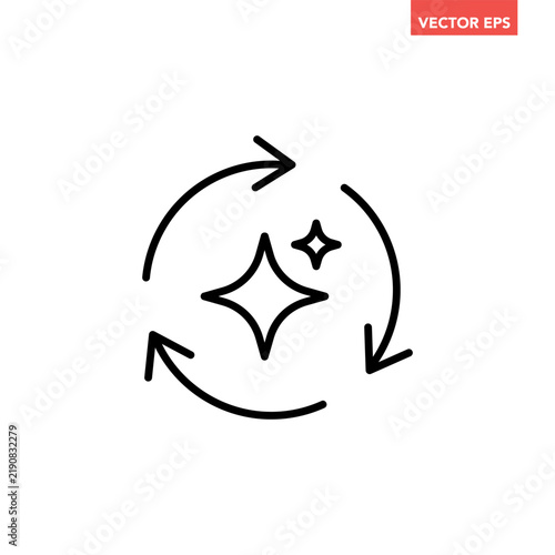 AI magic refresh sparkle line icon, circular arrow with star generate flat design vector pictogram, infographic vector for app logo web button ui ux interface elements isolated on white background
