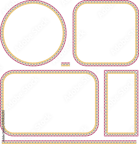 African pattern border frames set. Mexican border frames. Aztec border frames. Vector border frames.