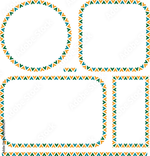 African pattern border frames set. Mexican border frames. Aztec border frames. Vector border frames.