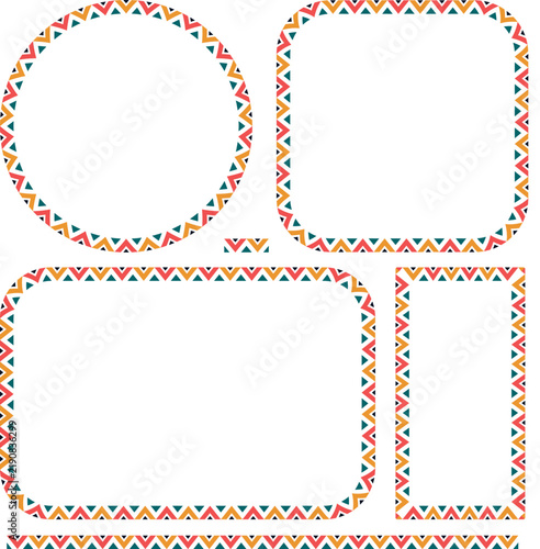 African pattern border frames set. Mexican border frames. Aztec border frames. Vector border frames.