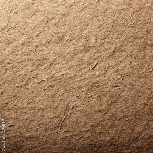 Coarse Kraft Paper Surface Close Up With Rough Fibre Grain and Pale Tan Tone
