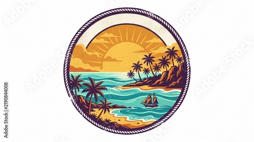 Vintage tropical beach emblem