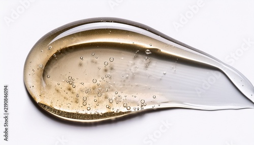 transparent gelly swatch of cosmetic product isolated on white background