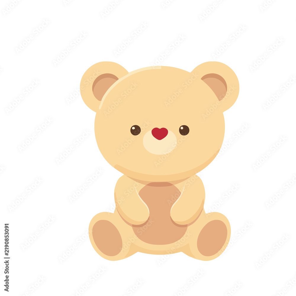 Obraz premium Cute Teddy Bear Illustration with Heart Nose