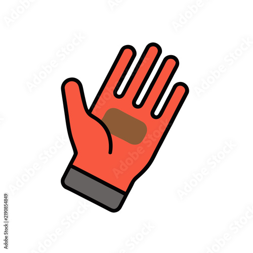Red glove with brown patch illustration