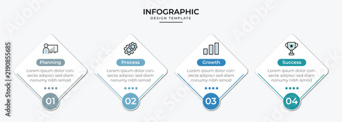 Business Process Infographic Template with Planning Growth and Success Steps