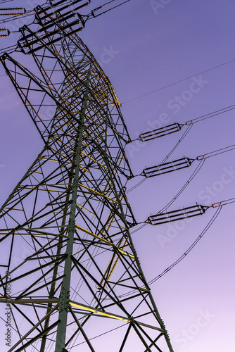 Steel lattice towers for electricity transmission network.
