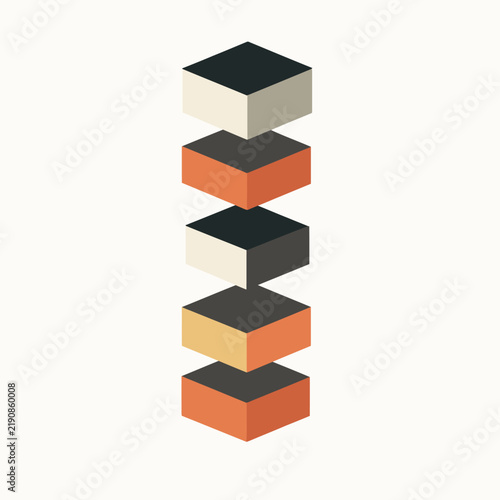 Abstract geometric stacked cubes minimalist design
