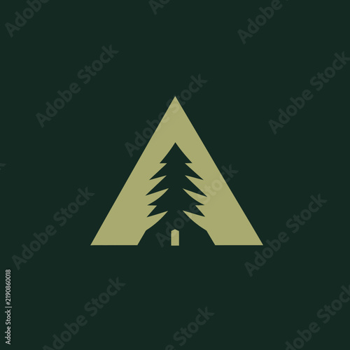 Abstract mountain and tree logo design