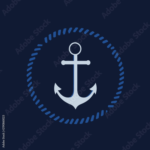 Nautical anchor emblem with rope circle