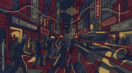 Jazz Music Culture and Nightly Urban Entertainment for Cultural Tourism, Artistic Promotion, and Music Industry Marketing Materials