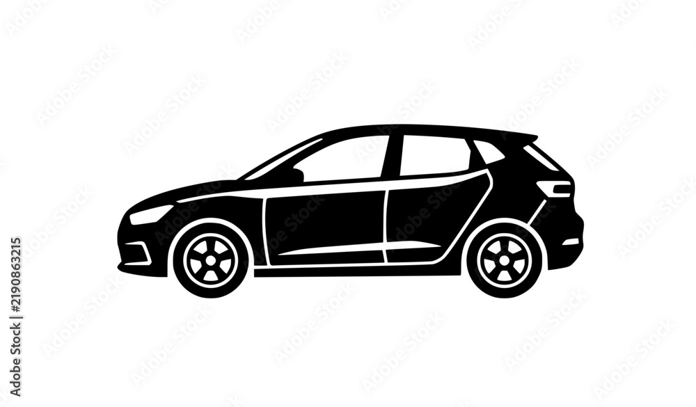 Naklejka premium Minimalist Automobile Car Icon Black Vector Illustration