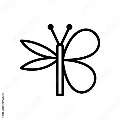 Stylized Butterfly Icon Simple Line Art.