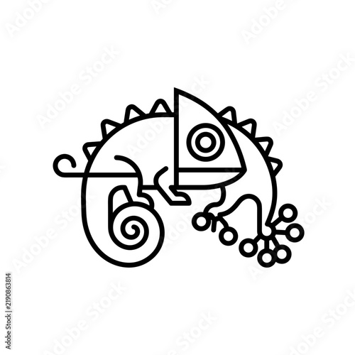 Stylized Chameleon Icon Minimalist Line Art.