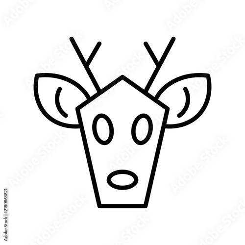 Stylized Deer Head Icon Simple Outline.