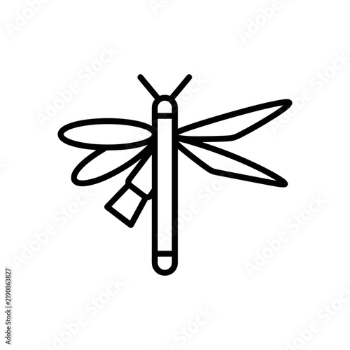 Stylized Dragonfly Insect Icon Line Art.