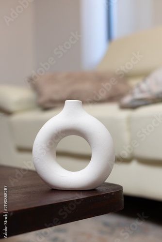 White ceramic donut vase modern minimalist home decor