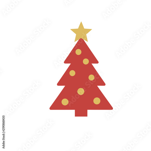 Red Christmas Tree with Yellow Star and Dots