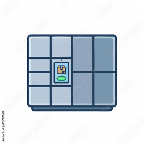 Parcel Locker Delivery Station Icon with Touchscreen Interface