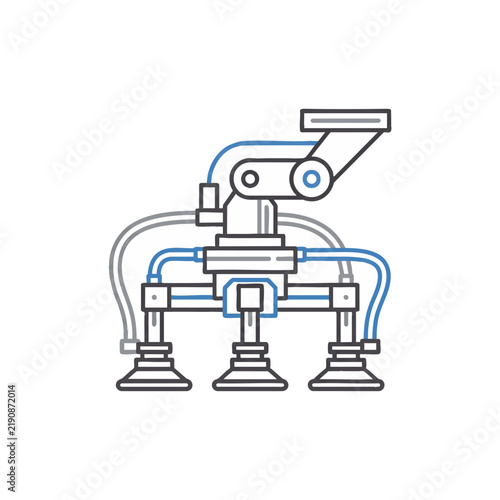 Industrial Robotic Vacuum Gripper and Mechanical Arm Line Icon
