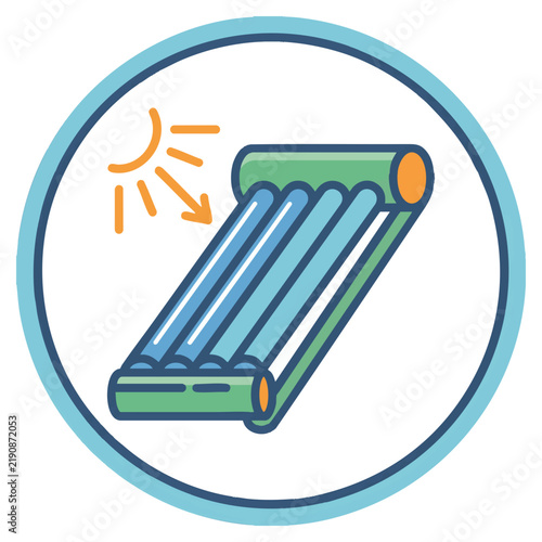 Solar Water Heater Icon Vector Illustration for Renewable Energy