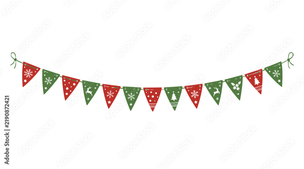 Fototapeta premium Christmas Bunting Isolated Transparent Background
