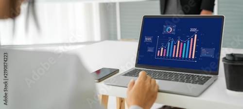 Fotografie Business data dashboard provide business intelligence analytic for marketing str