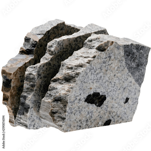 Broken grey granite stone rock pieces as PNG element