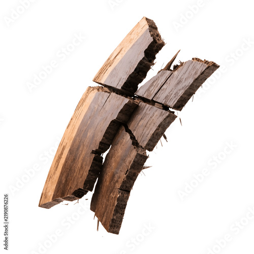 Broken pieces of dark tree bark as clean cutout