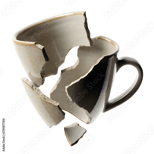 Shattered ceramic coffee mug as PNG element