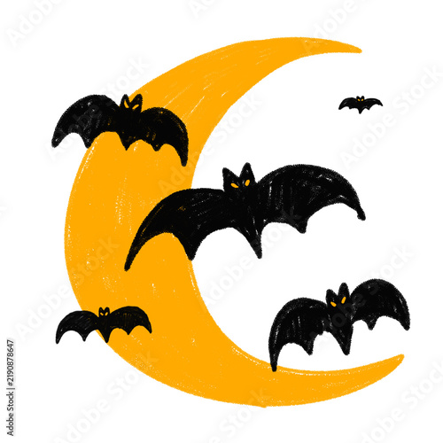 фотографія Playful hand drawn Halloween bat illustration featuring several flying bats in a bold black silhouette