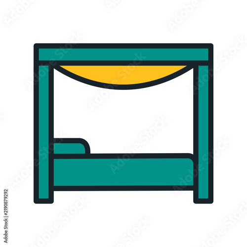 Canvastavla Canopy Bed Icon Vector Illustration Isolated on White Background for Luxury Hote