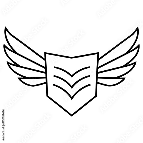Shield with wings emblem