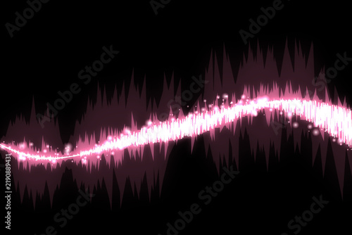 Neon Pink Sound Wave Visualization Graphic With Glowing Particles And Dynamic Frequency Motion