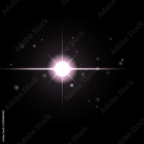 Radiant White Star Flare with Soft Glowing Particles Isolated on Deep Black Background Texture