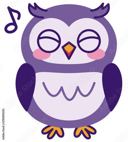 シンプルでかわいいミミズクパープル02
