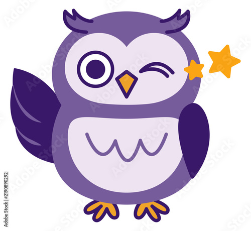 シンプルでかわいいミミズクパープル04