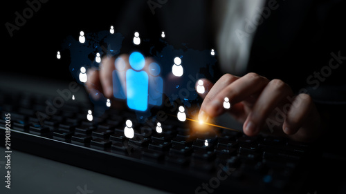 Obraz na plátně Professional networking expands business connections, fosters collaboration, and builds digital relationships for new opportunities