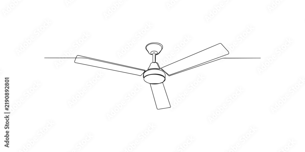 Obraz premium Simple line drawing of a ceiling fan with three blades