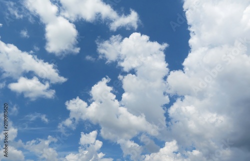 Beautiful cloudscape in blue sky, natural clouds background