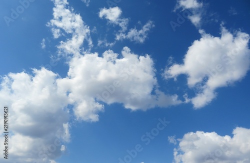 Beautiful cloudscape in blue sky, natural clouds background