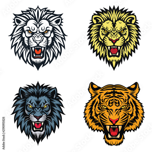 A stylized vector illustration of a Lions head