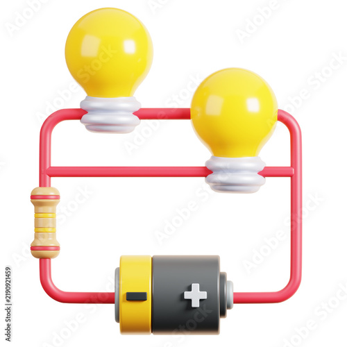 Parallel circuit 3D illustration