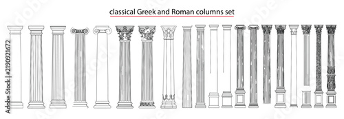 Classical Greek and Roman columns, Doric, Ionic, Corinthian and Composite architectural line drawings for historic buildings, CAD elevations and restoration design