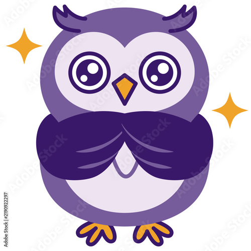 シンプルでかわいいミミズクパープル08